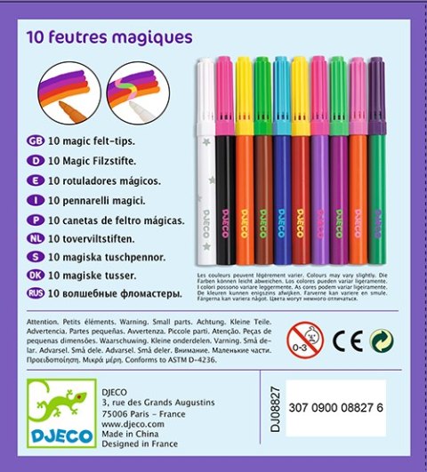 Zestaw 10 flamastrów MAGICZNYCH Djeco Zestaw 10 flamastrów MAGICZNYCH Djeco
